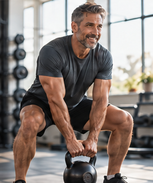 Hard training in a bright gym — the body's ATP demand