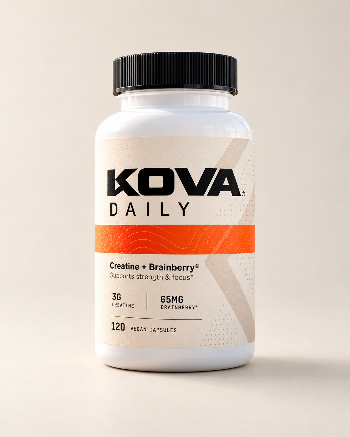 Kova Daily Creatine + Brainberry® bottle, 120 vegan capsules
